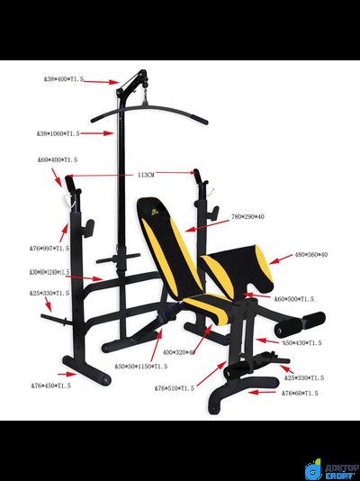 Скамья со стойками под штангу DFC D780