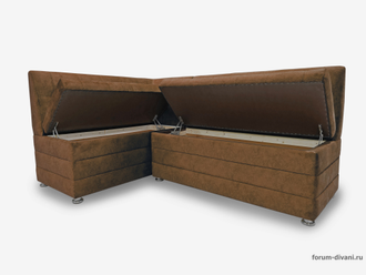Кухонный Угловой диван "ФОРУМ-5МН" Стандартный велюр Коричневый, левый