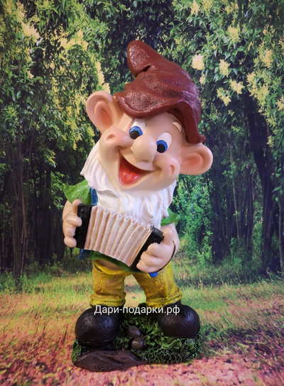 Гном с гармошкой 43*21см   1,8кг   полистоун Россия 2388//091036-4