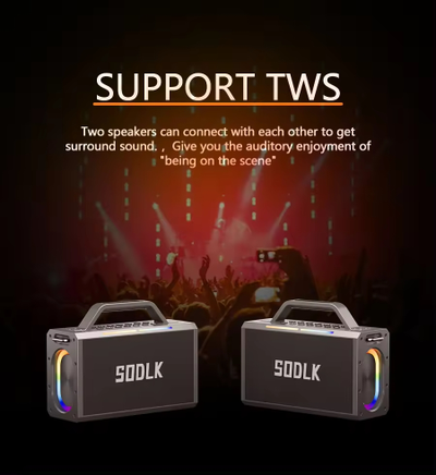 Караоке- система SODLK S1115 200W BLUETOOTH аккумуляторная с двумя беспроводными микрофонами