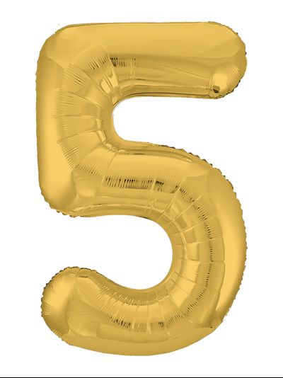 Шар цифра 5 золотая