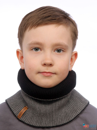 Шарф(снуд)  22-33 двойной,цвет черный,темно-серый размер 2