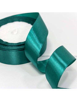 Лента атласная 25мм (96, тем. бирюзовая), 22,9м