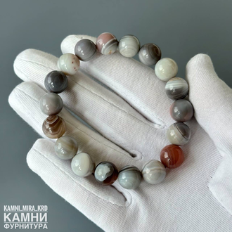 Браслет агат ботсвана шарик 10,8-11,1 мм, цена за штуку