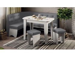 Кухонный уголок «Барселона» Дуб крафт белый/Микровелюр Duna Steel