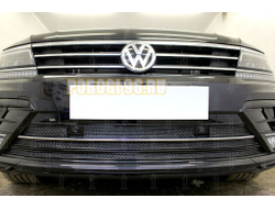 Защита радиатора Volkswagen Tiguan II (SportLine) 2016- (5 частей) black низ PREMIUM