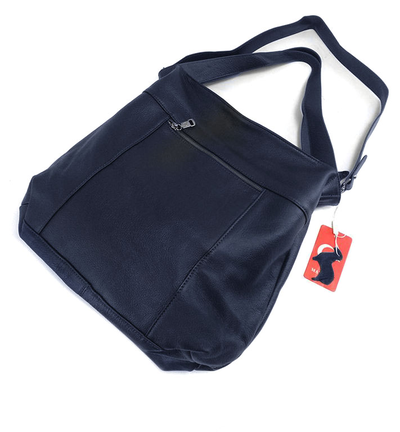 (АРТИКУЛ: 9728/82) СУМКА БОЛЬШАЯ, КОЖАНАЯ, ТЕМНО-СИНЯЯ, ДВЕ РУЧКИ И РЕМЕНЬ ЧЕРЕЗ ПЛЕЧО