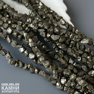 Пирит дикие малые кусочки 3-6х5-7 мм, цена за нить 18 см