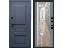 Дверь входная Орегон графит с зеркалом серый софт