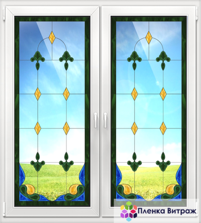Витражная пленка, витражная пленка самоклеющаяся, пленочный витраж с фацетом