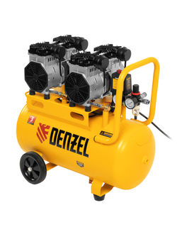 Компрессор безмасляный, малошумный DLS 2200/50, 2200 Вт, 2x1100, 50 л, 380 л/мин Denzel