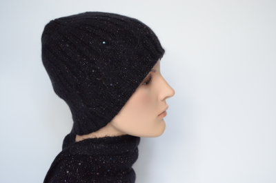 Итальянская шапка и шарф черный Вицио Италия