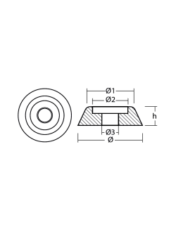 Цинковый анод Tecnoseal 01080 Ø37x14мм конический для подруливающего устройства Lewmar 140TT
