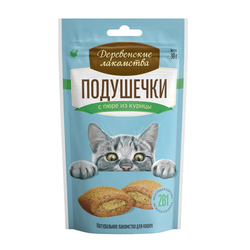 Деревенские лакомства для кошек, Подушечки с пюре из курицы 30 гр