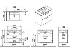 Модуль с квадратной раковиной, Vitra Root, 80 см, 2 ящика, глянцевый белый, 66306