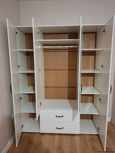 Эва ШК-020 шкаф 4х створчатый Белый (Улучшенная фурнитура)