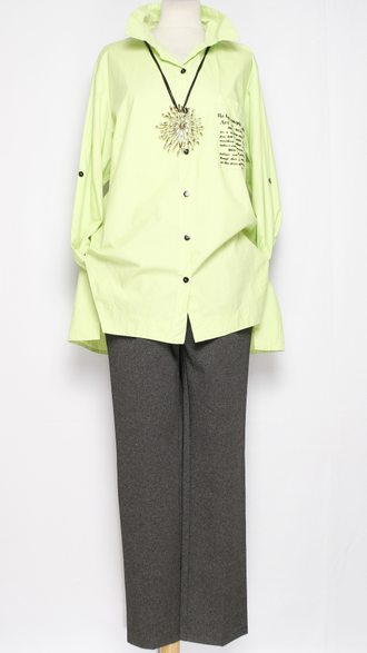 РУБАШКА ХЛОПОК "ТЕКСТЫ" салатовая 48,50,52,54,56