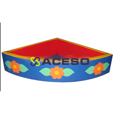 «Сухой бассейн» с аппликацией (угловой) - Оранжевые цветочки сине-красный