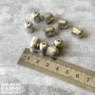 Шапочки на кисточки 10х11 мм, цвет серебро, цена за набор