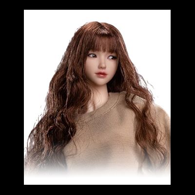 Женская голова (скульпт) с длинными каштановыми волосами и подвижными глазами - 1/6 scale Out of School series Zoe Head Sculpt (I8-H005A) - I8Toys