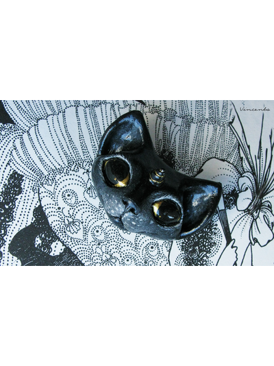 Брошь в стиле фэнтези - &quot;Кошка-единорожка&quot;