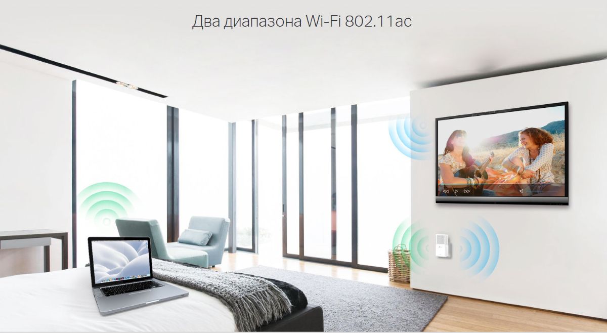 TP-LINK, HomePlug AV2 Сетевой адаптер PowerLine 1200 Мбит/с Ethernet + WiFi точка доступа (комплект 