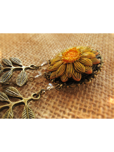 Брошь в стиле кантри &quot;Соломенный Цветок&quot;