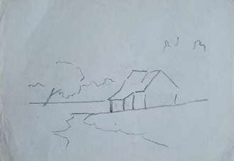 "Пейзаж" бумага карандаш Шкурко В.П. 1962 год