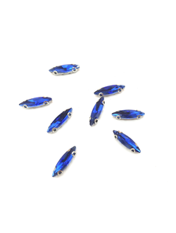 Стразы стеклянные пришивные в цапах, 4х15 мм цвет синий