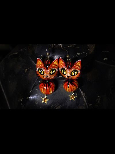 "Хранители рощи Первоосени", серьги с лисичками, тыквами и звёздами