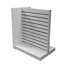 Белый двухсторонний стенд FLANK с экономпанелью для выкладки товаров