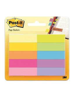 Закладки клейкие POST-IT, бумажные, 12,7 мм, 10 цветов х 50 шт., 670-10AB