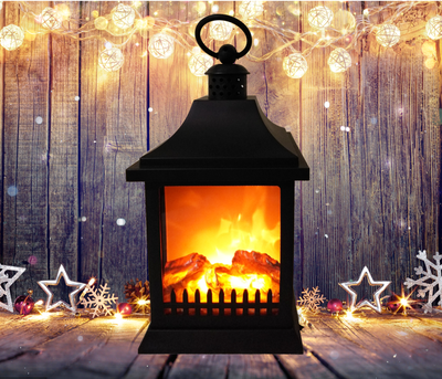 Фонарь со светодиодной подсветкой Камин 30*15*15см