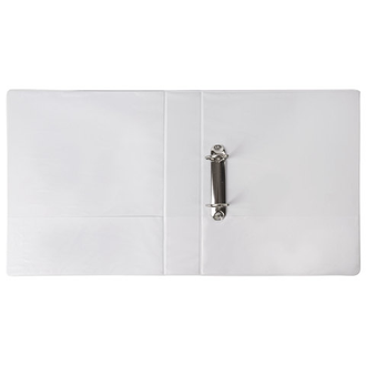Папка на 2 кольцах с передним прозрачным карманом BRAUBERG, 65 мм, картон/ПВХ, белая, до 400 листов, 223528