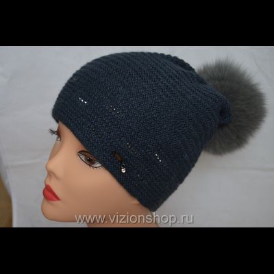 Вязаная шапка с помпоном купить vizio 5399 Италия синяя