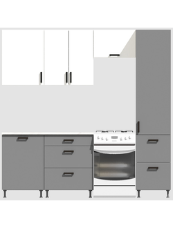 Кухня Эконом 1,8 метра с колонкой (1300х500) Цвет: Белый/Базальт