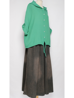 Рубашка-жакет Бохо "Муслин с капюшоном" яблоко, фуксия р.48-54