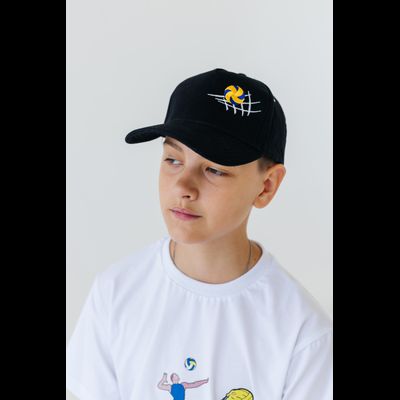 Кепка c козырьком черная (мяч классический) (модификация 1)