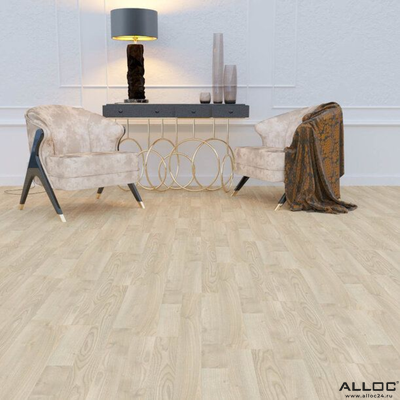 Декор ламината Alloc Original Дуб Белый 04522 в интерьере комнаты