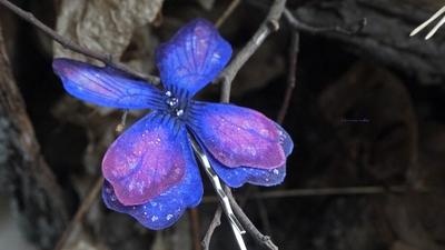 Летняя заколка-невидимка "Волшебная бабочка Гелиотроп" из расписанного вручную шёлка