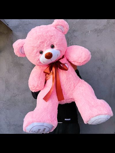 Большой плюшевый медведь 135 см розовый Феликс