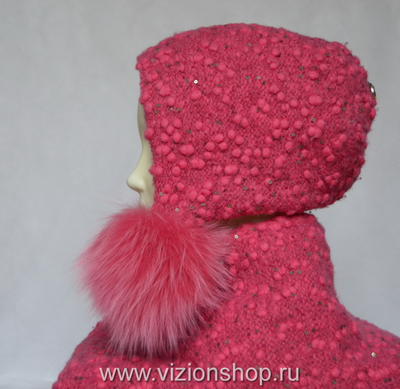 Итальянская детская шапка ушанка с помпонами и шарф Вицио фото