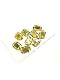 Стразы акриловые пришивные прямоугольник 10*14 мм, цвет лимонный 12
