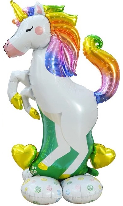 Шар 3D (50''/127 см) Фигура на подставке, Радужный единорог