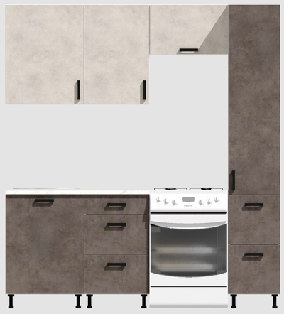 Кухня Эконом 1,5 метра с колонкой (1100х400) Цвет: Цемент светлый/Цемент темный
