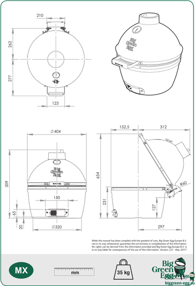 Гриль керамический BIG GREEN EGG MiniMax, 119650