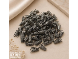 Шапочки на кисточки филигрань 17х10 мм, цвет чернёное серебро, цена за штуку