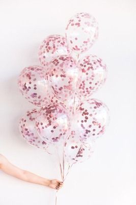 Связка шаров с конфетти розовое золото(10шт)