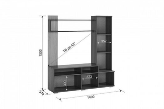 Мини-стенка ЛАУРА венге / дуб молочный (1400х370х1550)