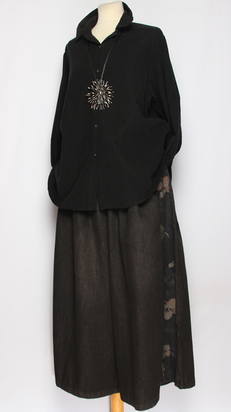 Рубашка вельветовая "Укороченная защип сзади" черная р.46-54